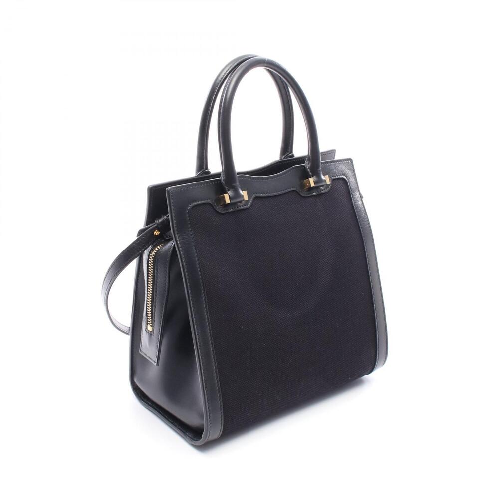 Saint Laurent Leather Uptown Handbag Tote Canvas Paris Black